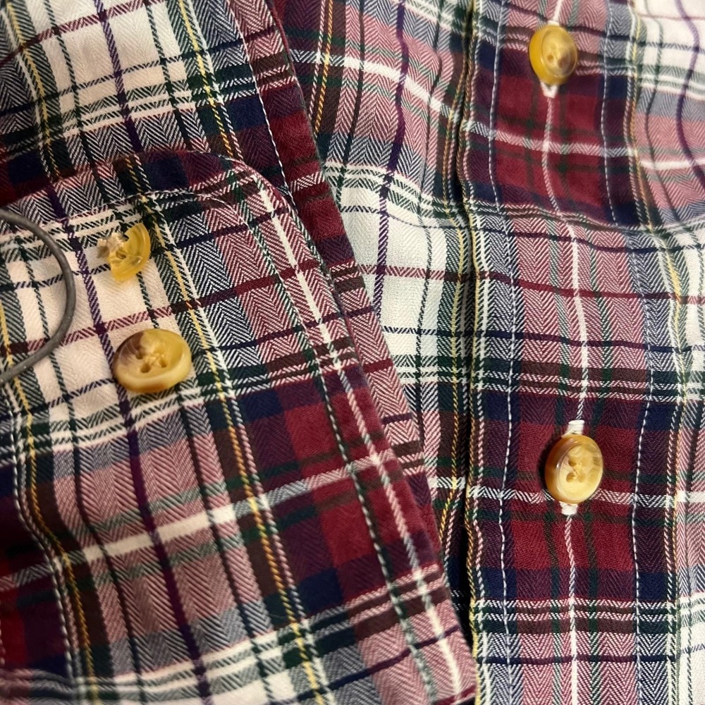 Vintage 80s 90s Brooks Brothers Plaid Flannel Sport Shirt Made Hong Kong OCBD - Picture 3 of 11